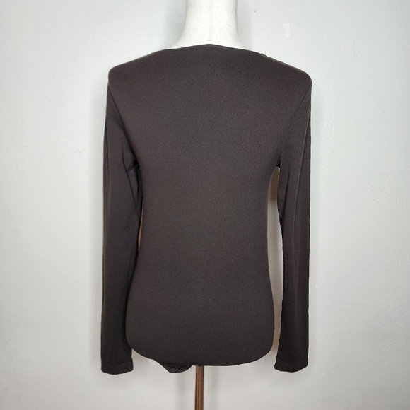 WOLFORD Crew Neck Long Sleeve String Bodysuit in Brown Size Large - Picture 6 of 8